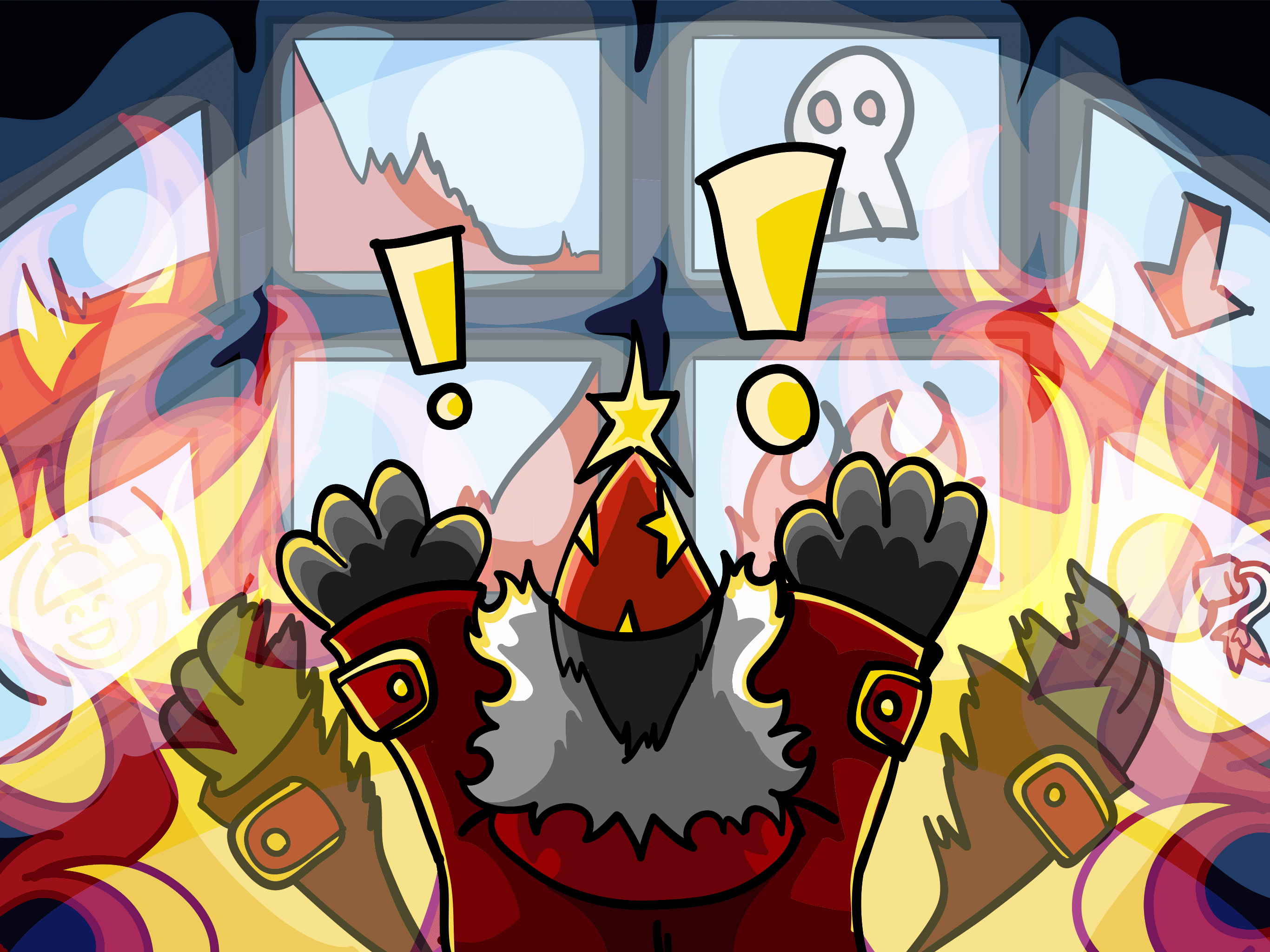 Red the Lemur panicking in front of monitors and charts, things are on fire