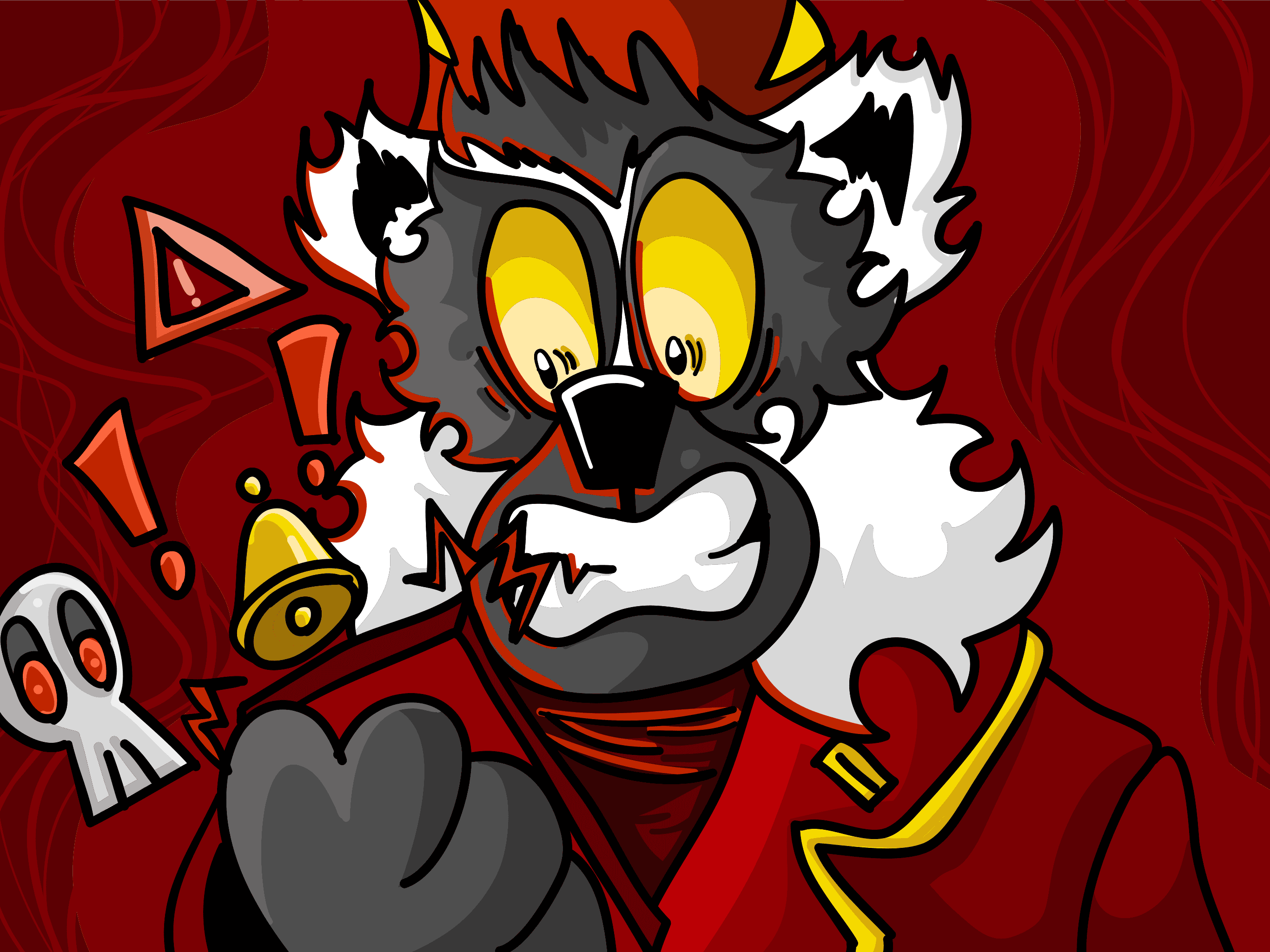 Red the Lemur's pager going off on their phone. Oof, I know I've had that experience before, looks frightning