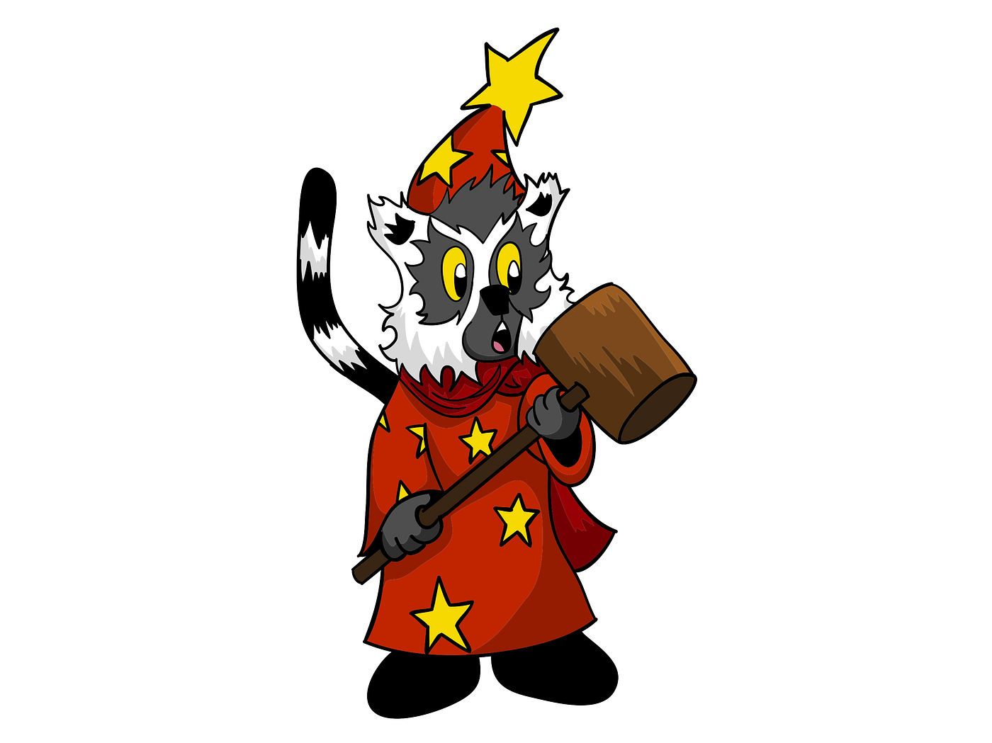Red with a hammer, thinking about reducing things
