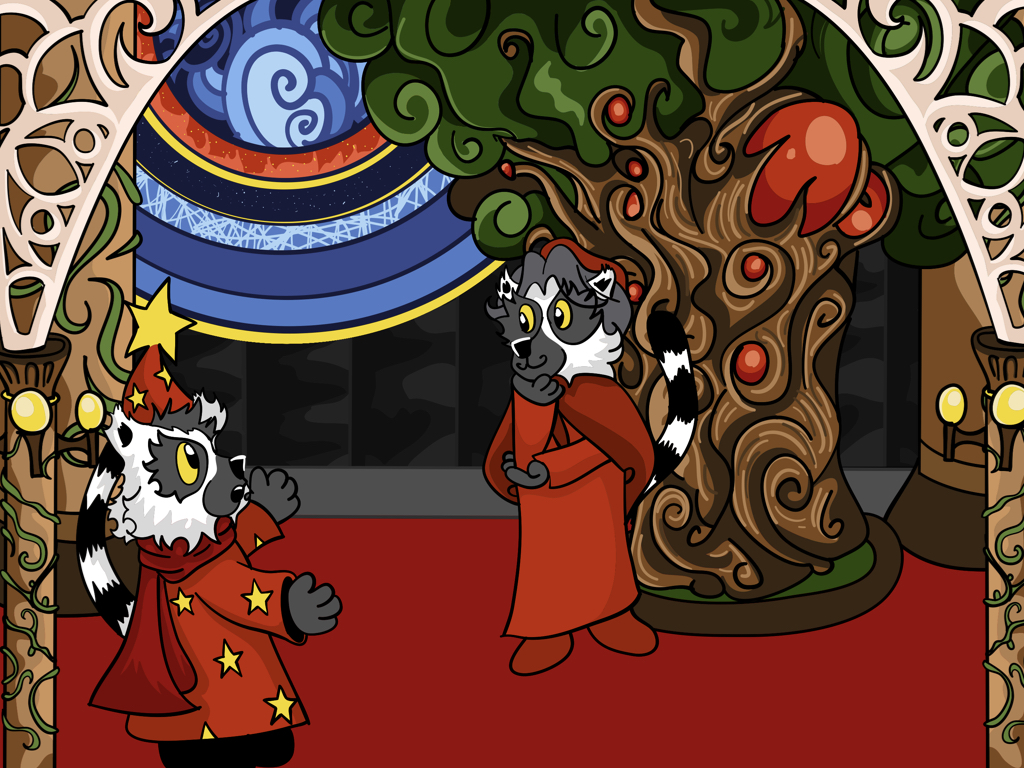 Red explaining his predicament to his master