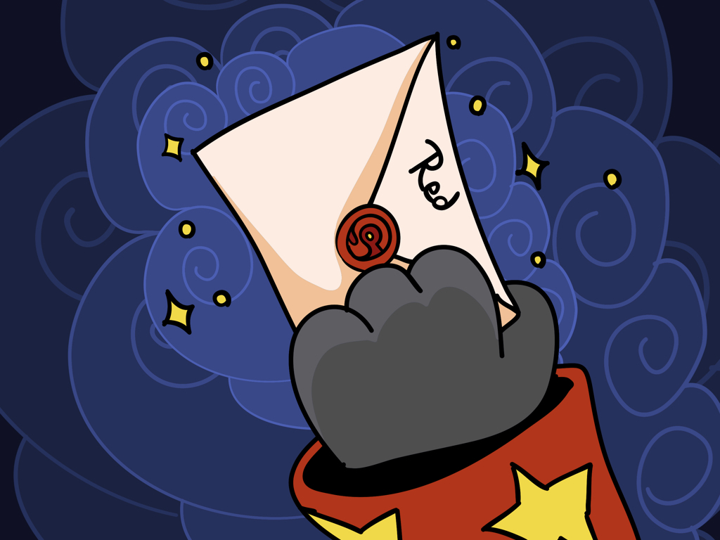 Red receiving sealed envelope