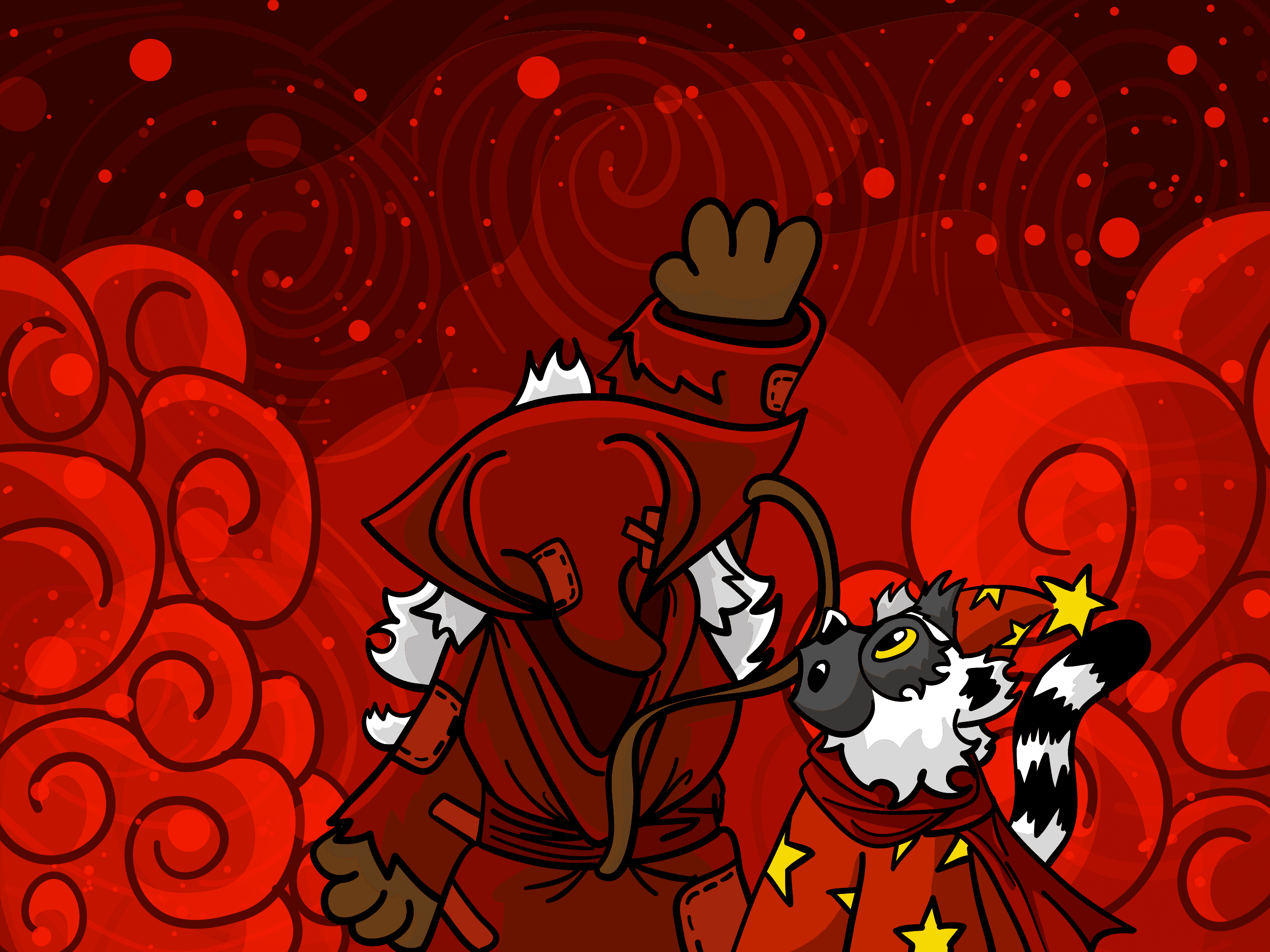 Crimson showing magics with Red