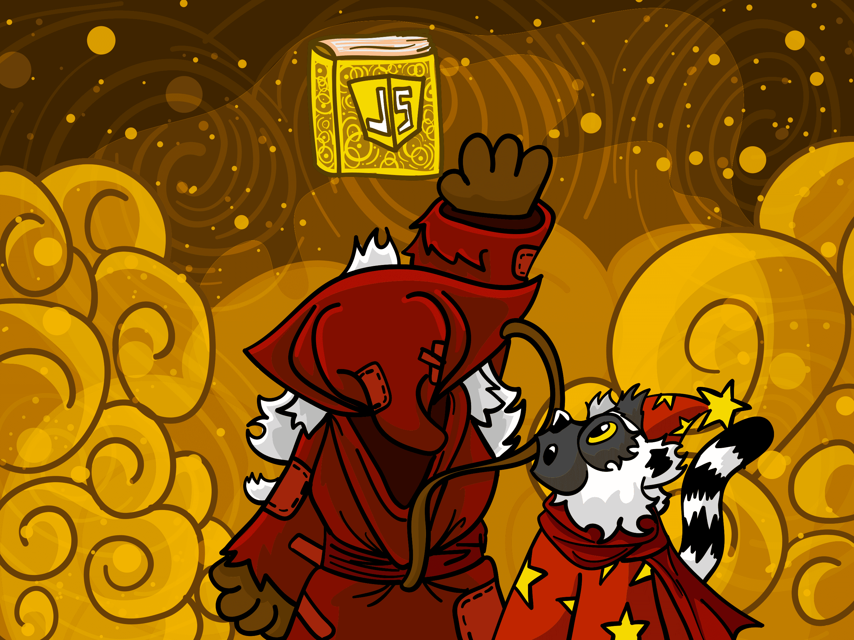 Crimson showing the book of Javascript