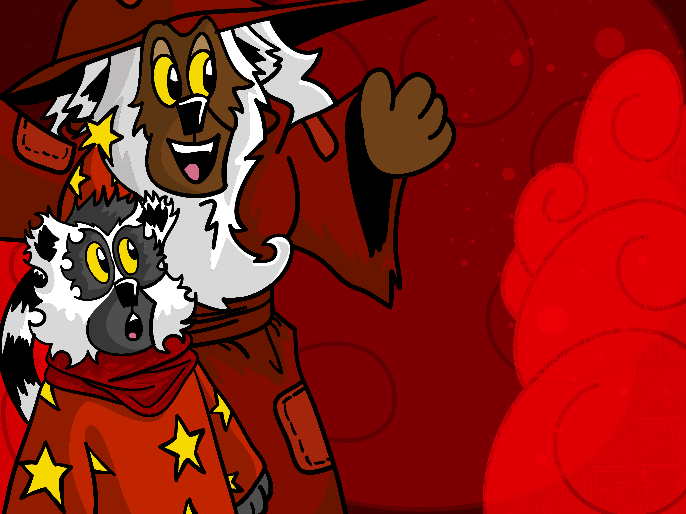 Crimson explaining to Red